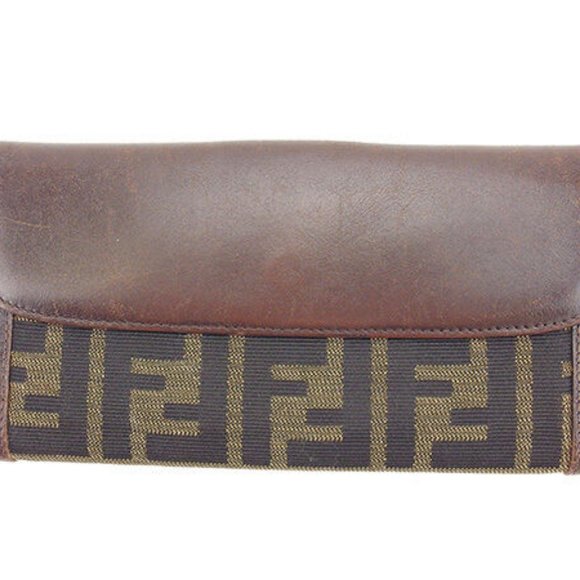 Authentic Fendi Wallet Purse Long Wallet Zucca Brown Black Woman - Picture 3 of 6
